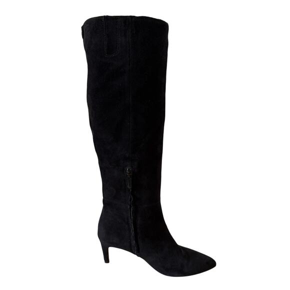 Sam Edelman Knee-high Black Suede Kitten Heel Boots Size 6 - Picture 1 of 9
